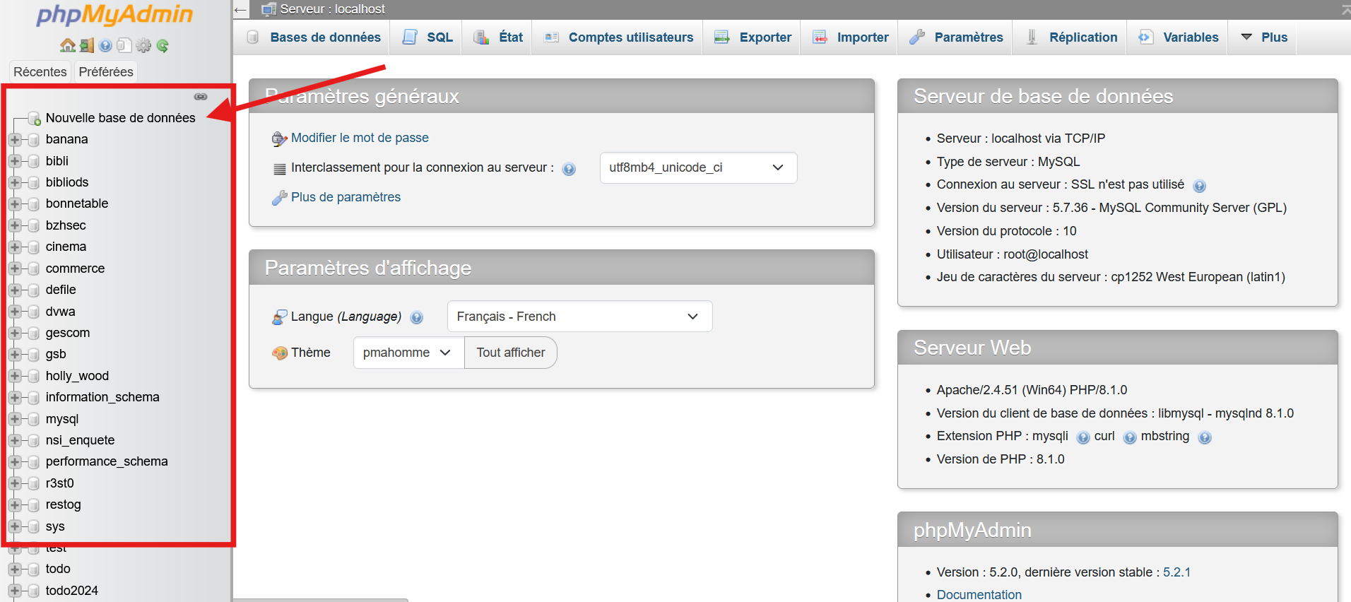 accueil liste des bases