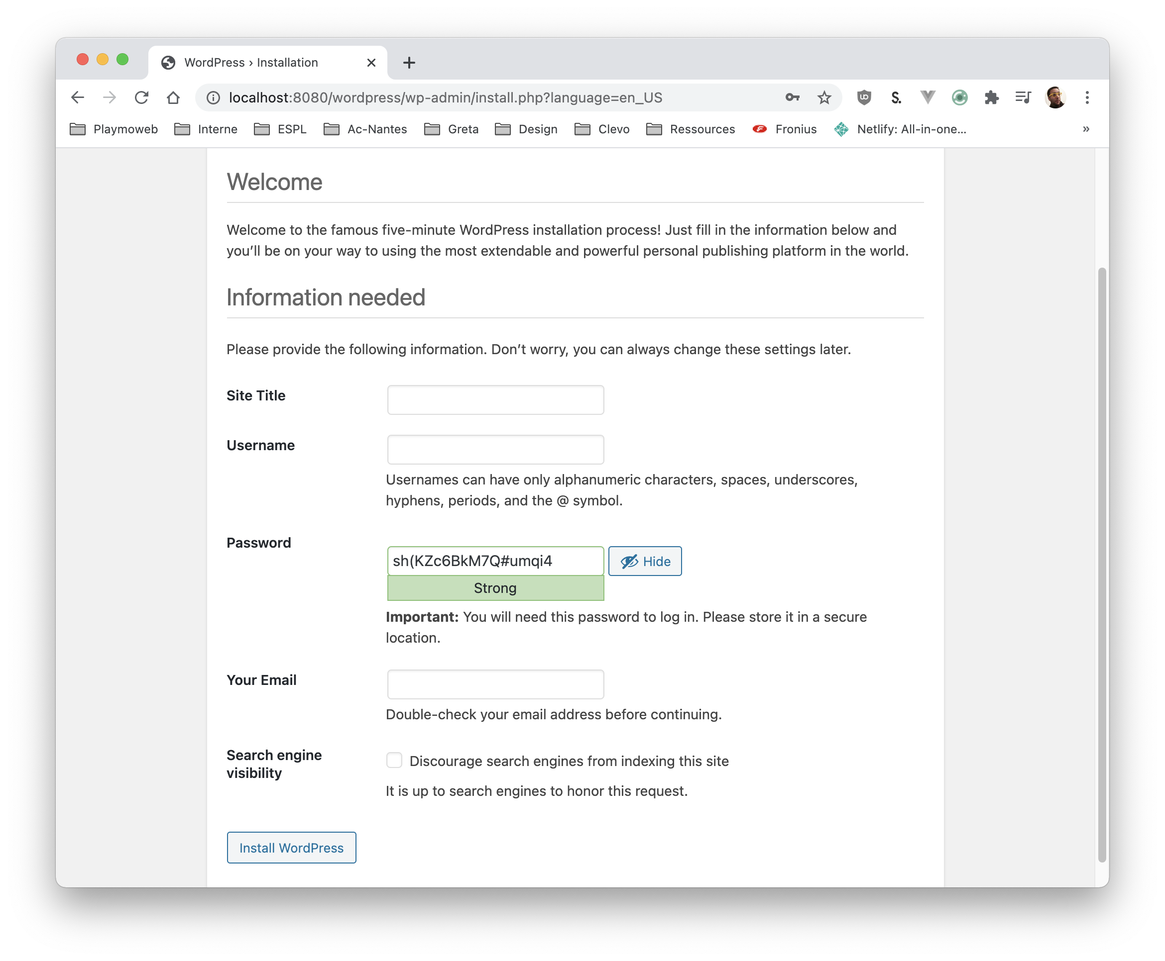 Configuration de WP